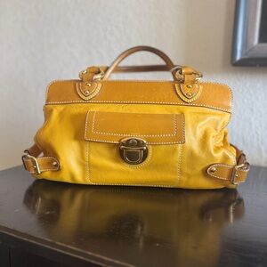 Marc Jacobs Denim Yellow Calfskin Daria Shoulder Bag